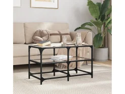 Mesa De Centro* Mesa de centro | Mesa de apoio c/ topo em vidro 78.5x40x45 cm aço Transparente