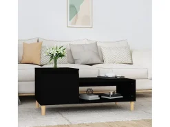 New Mesa de centro | Mesa de apoio 100x50x45 cm derivados de madeira Preto