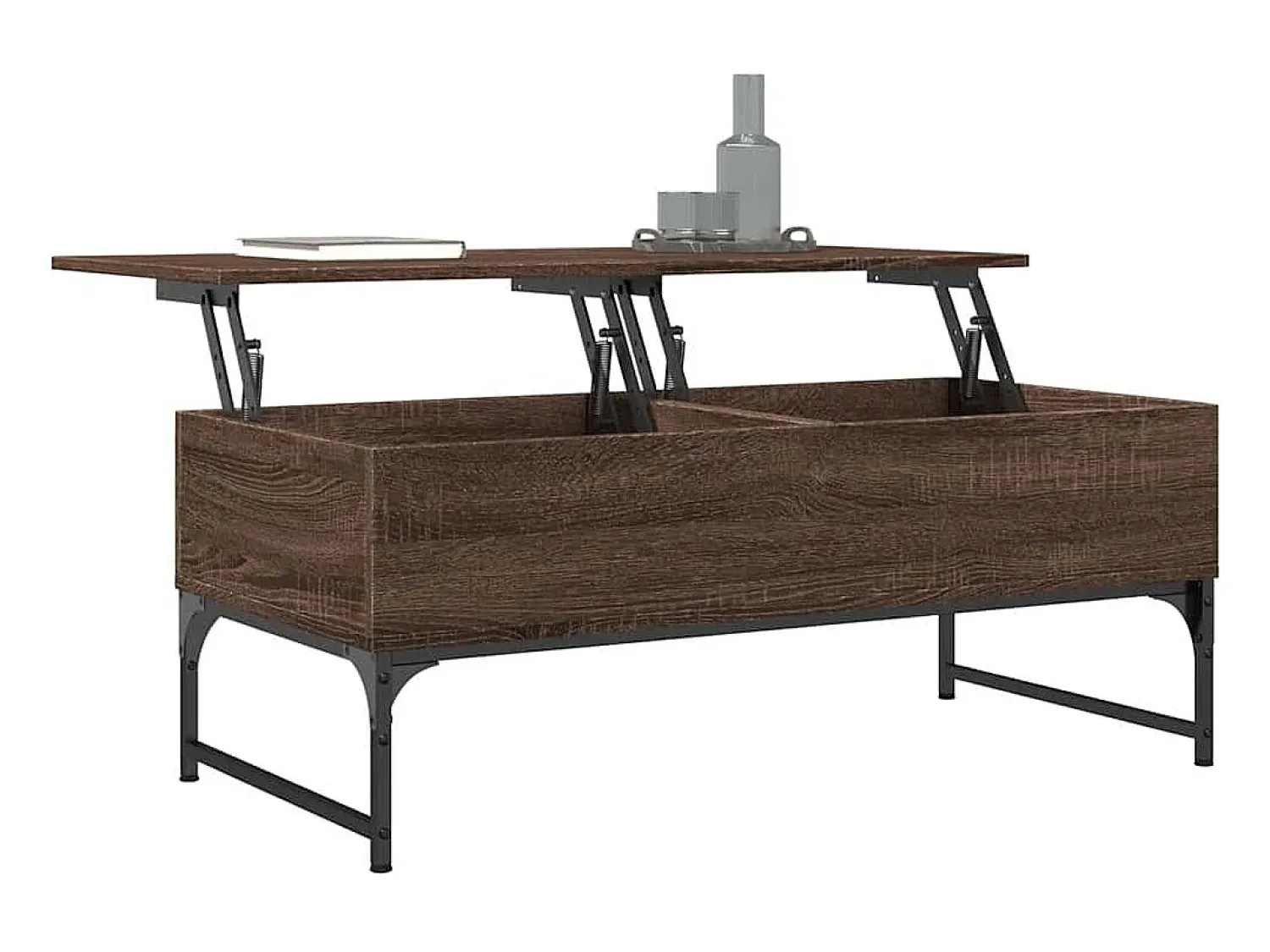 Mesa De Centro| Mesa de centro | Mesa de apoio 100x50x40 cm deriv. madeira/metal carvalho Castanho