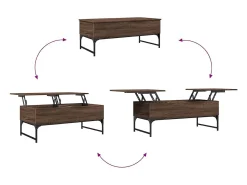 Mesa De Centro| Mesa de centro | Mesa de apoio 100x50x40 cm deriv. madeira/metal carvalho Castanho