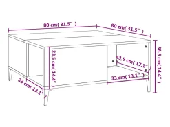Mesa De Centro* Mesa de centro | Mesa de apoio 80x80x36.5 cm derivados madeira sonoma Cinzento