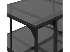 Mesa De Centro| Mesa de centro | Mesa de apoio com topo em vidro 98.5x50x45 cm aço Preto