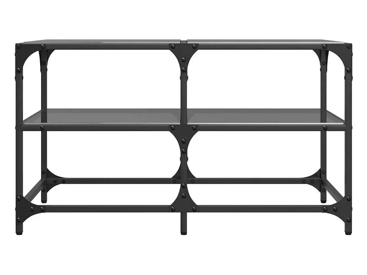 Mesa de centro | Mesa de apoio com topo em vidro 78.5x40x45 cm aço^ Mesa De Centro