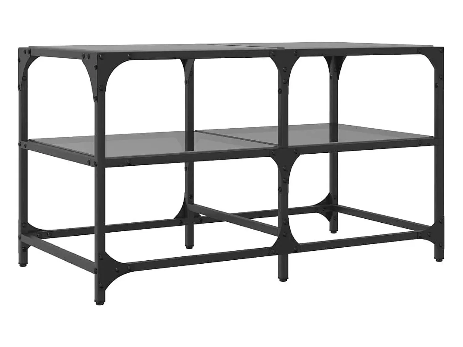 Mesa de centro | Mesa de apoio com topo em vidro 78.5x40x45 cm aço^ Mesa De Centro