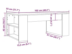 Mesa de centro | Mesa de apoio | Mesa de café 102x55x42cm derivados de madeira carvalho artisiano^ Mesa De Centro