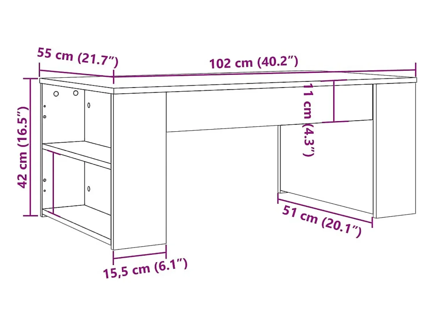 Mesa de centro | Mesa de apoio | Mesa de café 102x55x42cm derivados de madeira carvalho artisiano^ Mesa De Centro