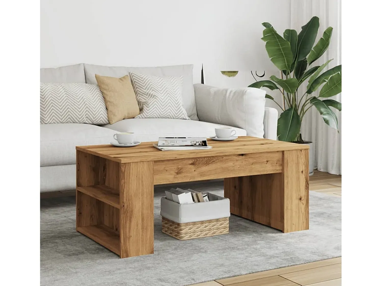 Mesa de centro | Mesa de apoio | Mesa de café 102x55x42cm derivados de madeira carvalho artisiano^ Mesa De Centro