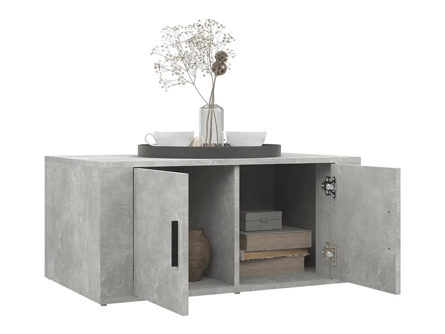 Mesa De Centro* Mesa de centro | Mesa de apoio 80x50x36 cm derivados madeira cimento Cinzento