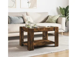 Mesa De Centro| Mesa de centro | Mesa de apoio c/ LEDs 73x53x45 cm derivados de madeira Castanho