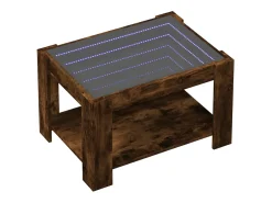 Mesa De Centro| Mesa de centro | Mesa de apoio c/ LEDs 73x53x45 cm derivados de madeira Castanho
