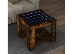 Mesa De Centro| Mesa de centro | Mesa de apoio c/ LEDs 53x53x45 cm derivados de madeira Castanho