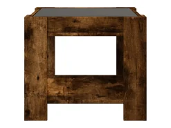 Mesa De Centro| Mesa de centro | Mesa de apoio c/ LEDs 53x53x45 cm derivados de madeira Castanho