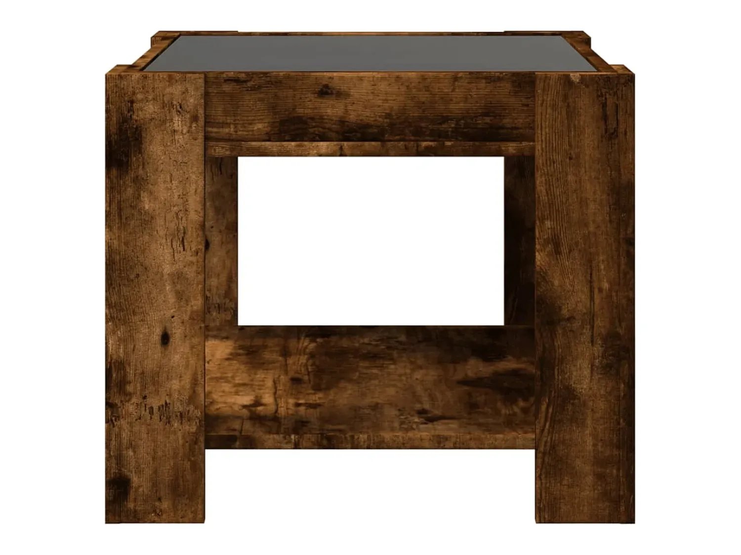 Mesa De Centro| Mesa de centro | Mesa de apoio c/ LEDs 53x53x45 cm derivados de madeira Castanho