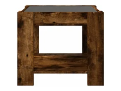 Mesa De Centro| Mesa de centro | Mesa de apoio c/ LEDs 53x53x45 cm derivados de madeira Castanho
