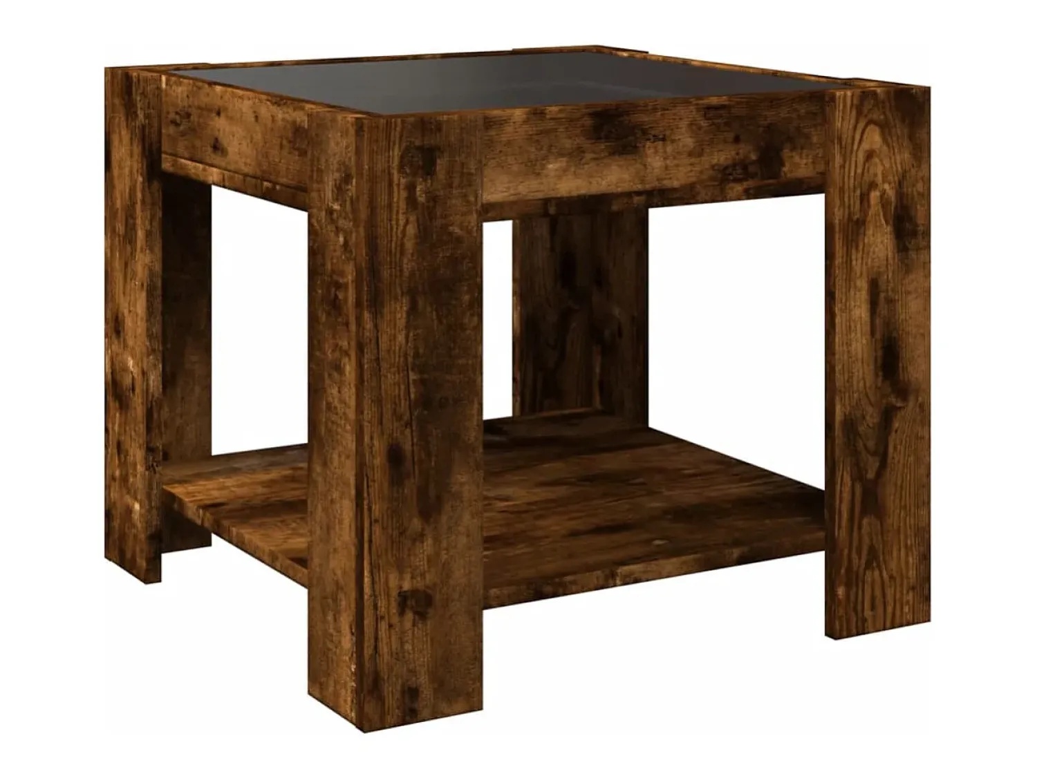 Mesa De Centro| Mesa de centro | Mesa de apoio c/ LEDs 53x53x45 cm derivados de madeira Castanho