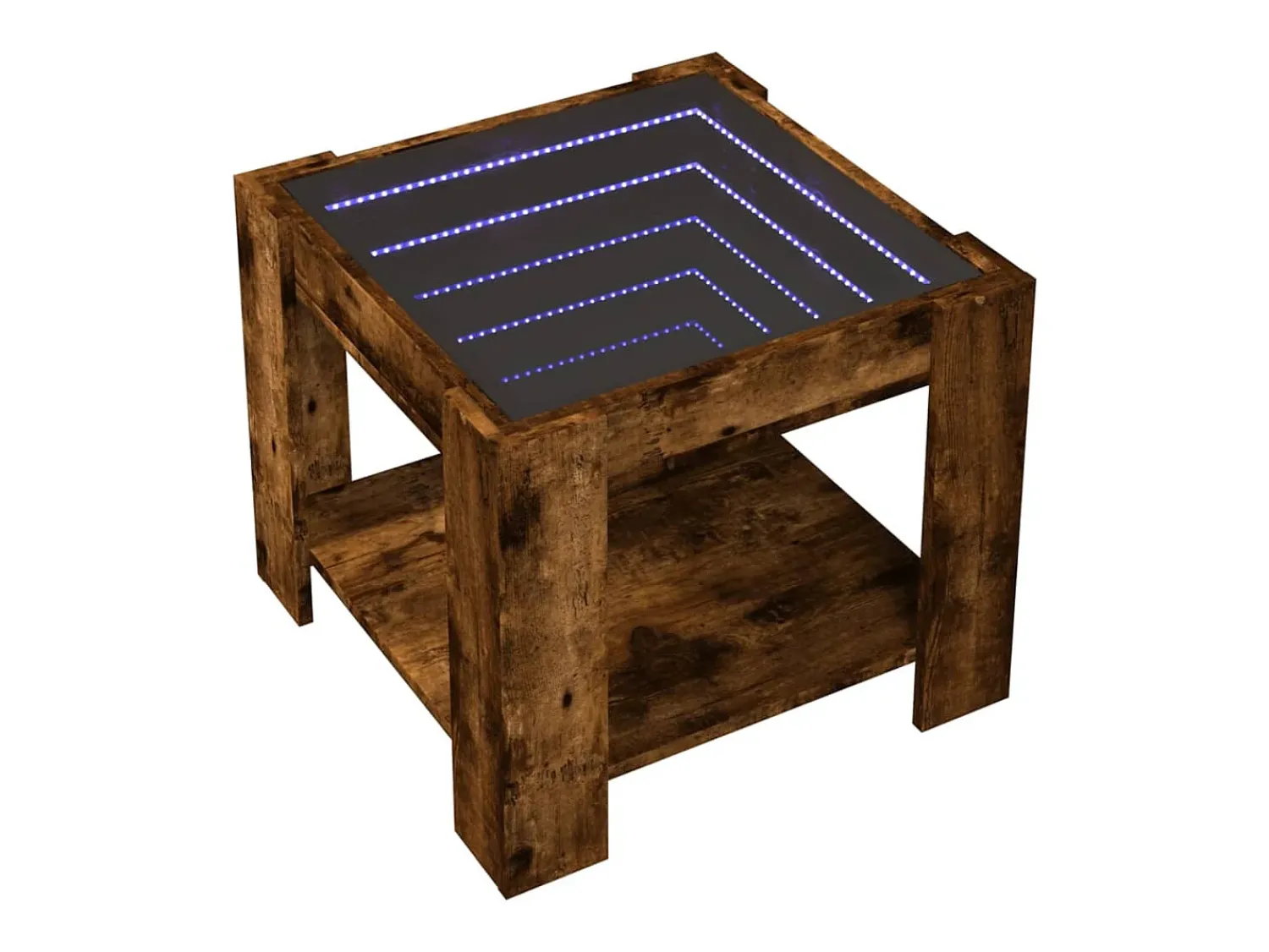 Mesa De Centro| Mesa de centro | Mesa de apoio c/ LEDs 53x53x45 cm derivados de madeira Castanho