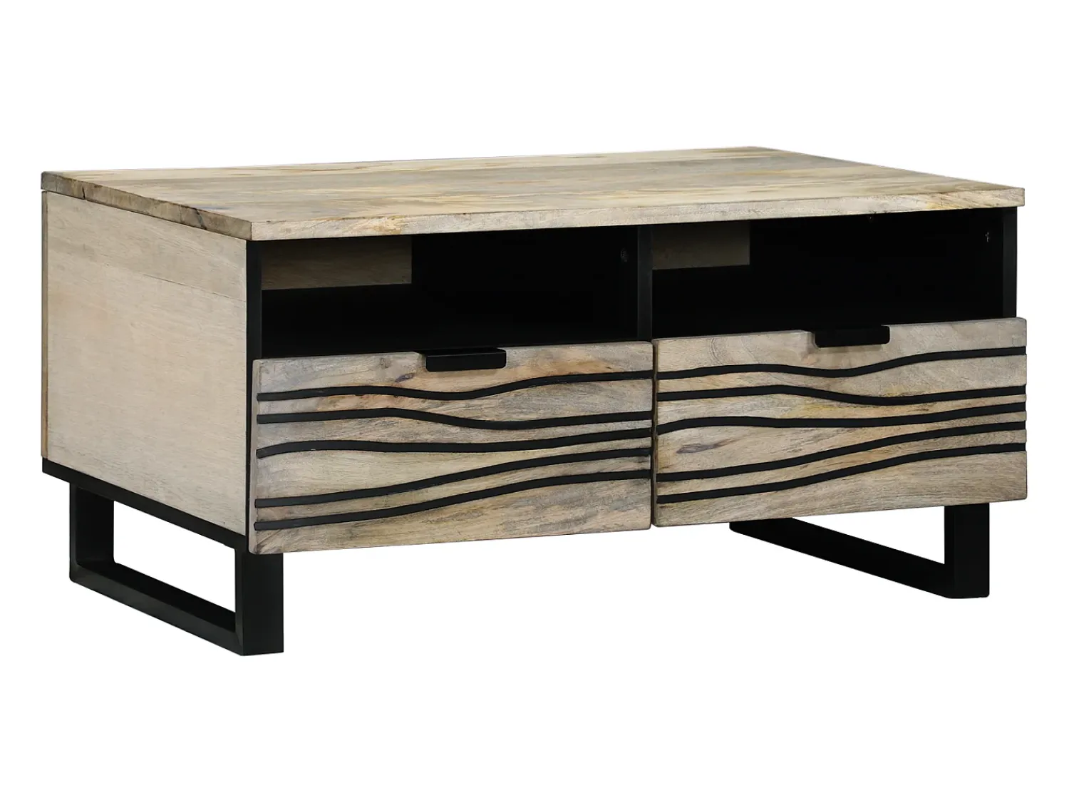 Mesa de centro | Mesa de apoio com gaveta Bege e Preto 80x54x40 cm^ Mesa De Centro