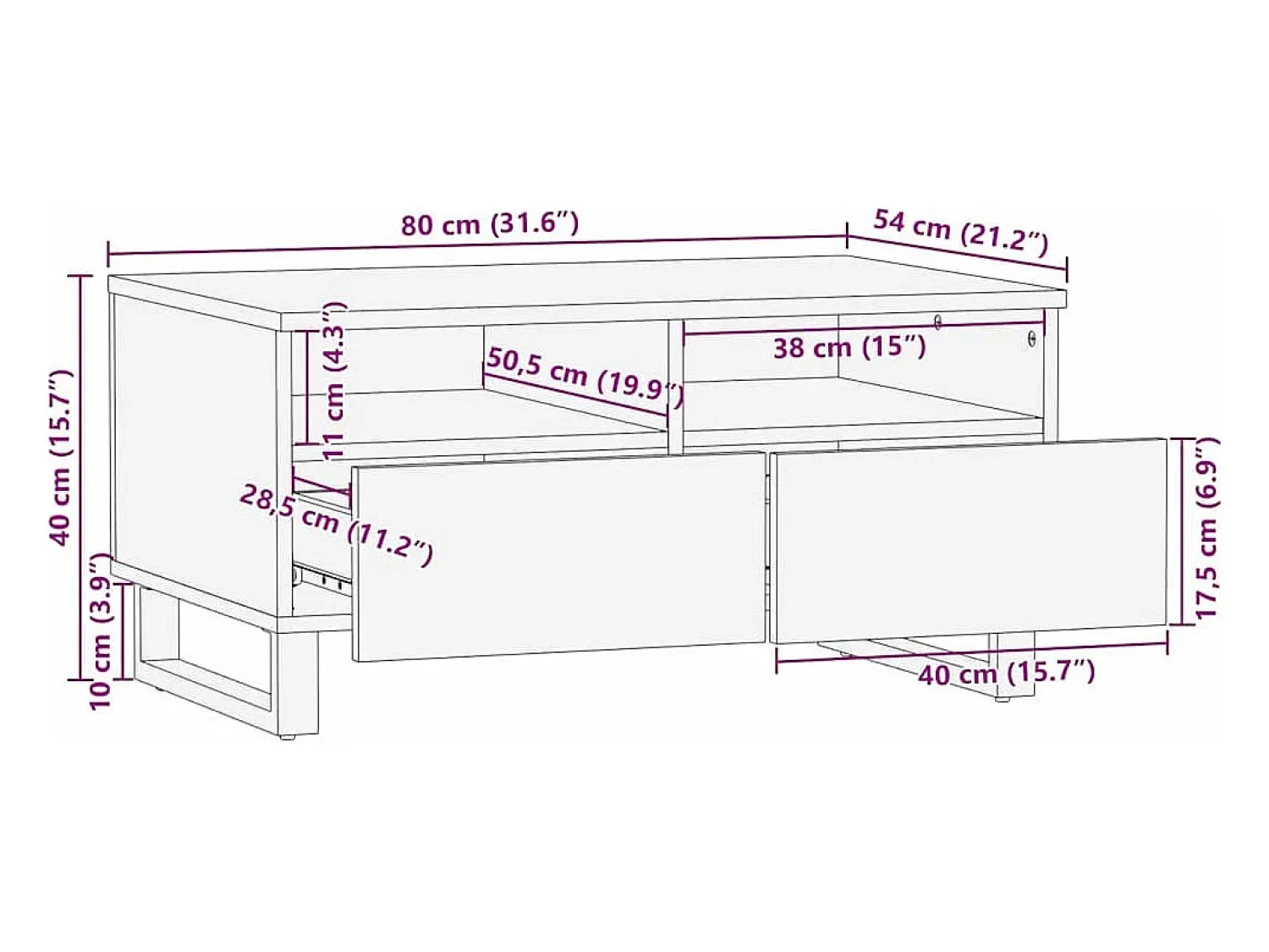 Mesa de centro | Mesa de apoio com gaveta Bege e Preto 80x54x40 cm^ Mesa De Centro