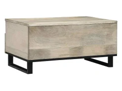 Mesa de centro | Mesa de apoio com gaveta Bege e Preto 80x54x40 cm^ Mesa De Centro