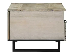 Mesa de centro | Mesa de apoio com gaveta Bege e Preto 80x54x40 cm^ Mesa De Centro