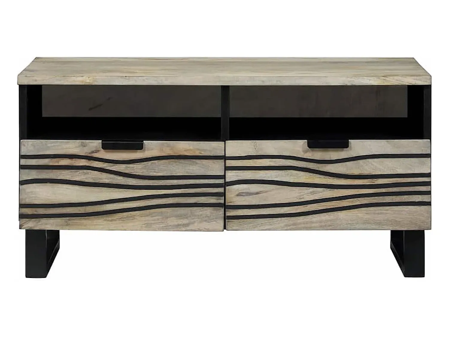 Mesa de centro | Mesa de apoio com gaveta Bege e Preto 80x54x40 cm^ Mesa De Centro