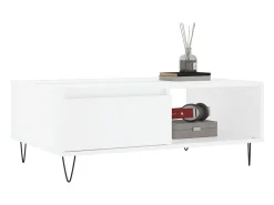 Mesa de centro | Mesa de apoio 90x60x35 cm derivados de madeira Branco