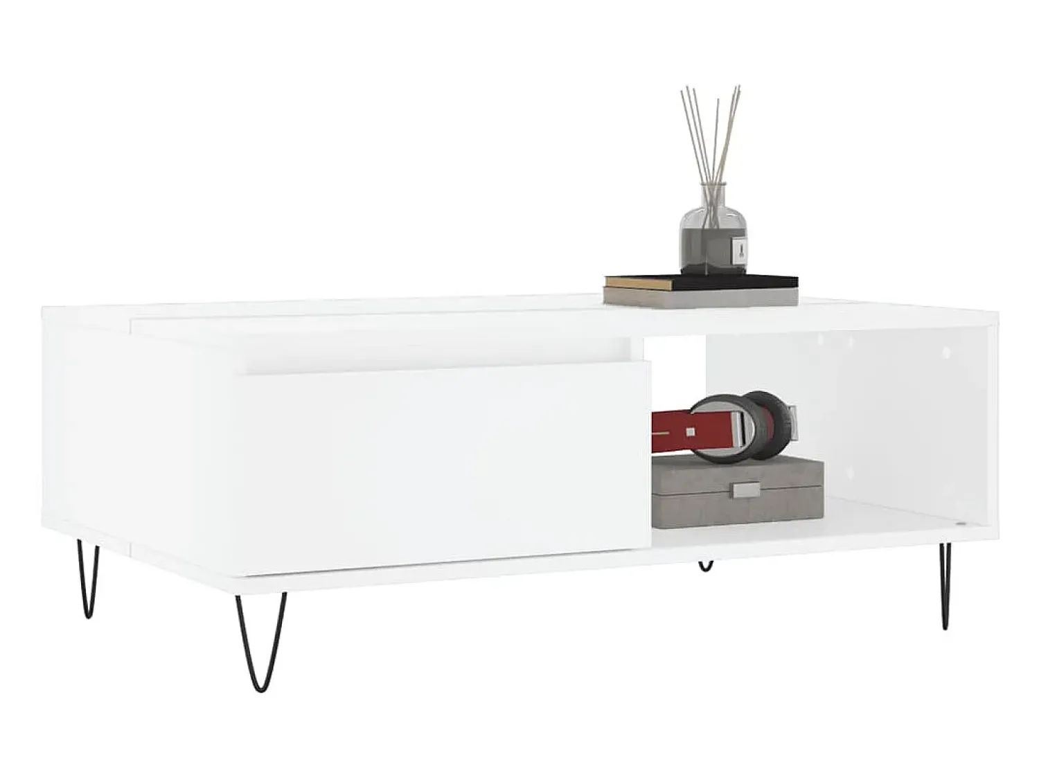 Mesa de centro | Mesa de apoio 90x60x35 cm derivados de madeira Branco