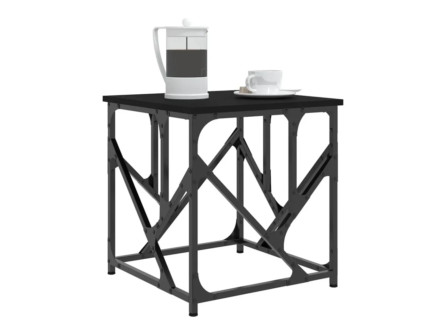 Mesa De Centro| Mesa de centro | Mesa de apoio 45x45x47.5 cm derivados de madeira Preto