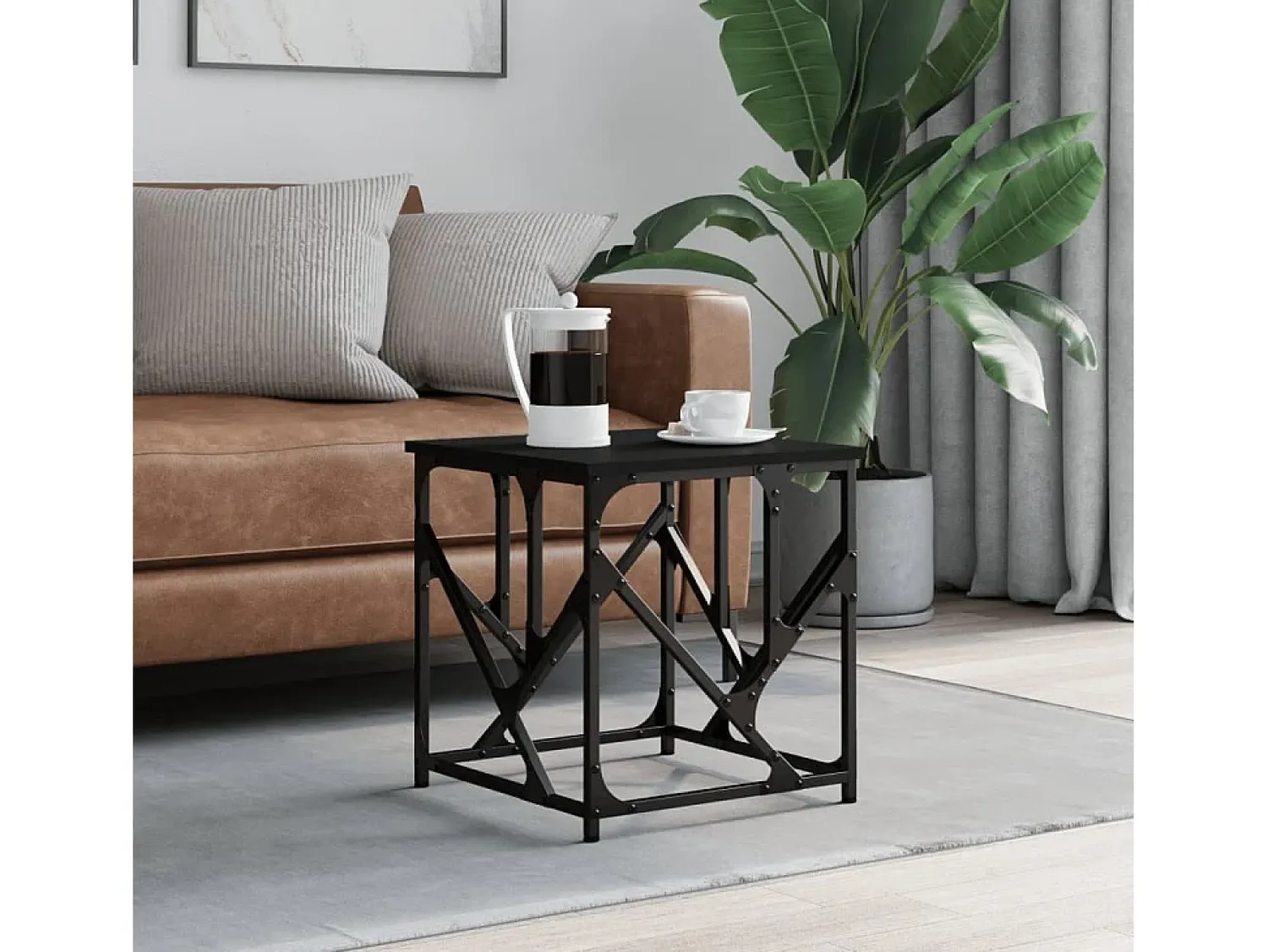 Mesa De Centro| Mesa de centro | Mesa de apoio 45x45x47.5 cm derivados de madeira Preto