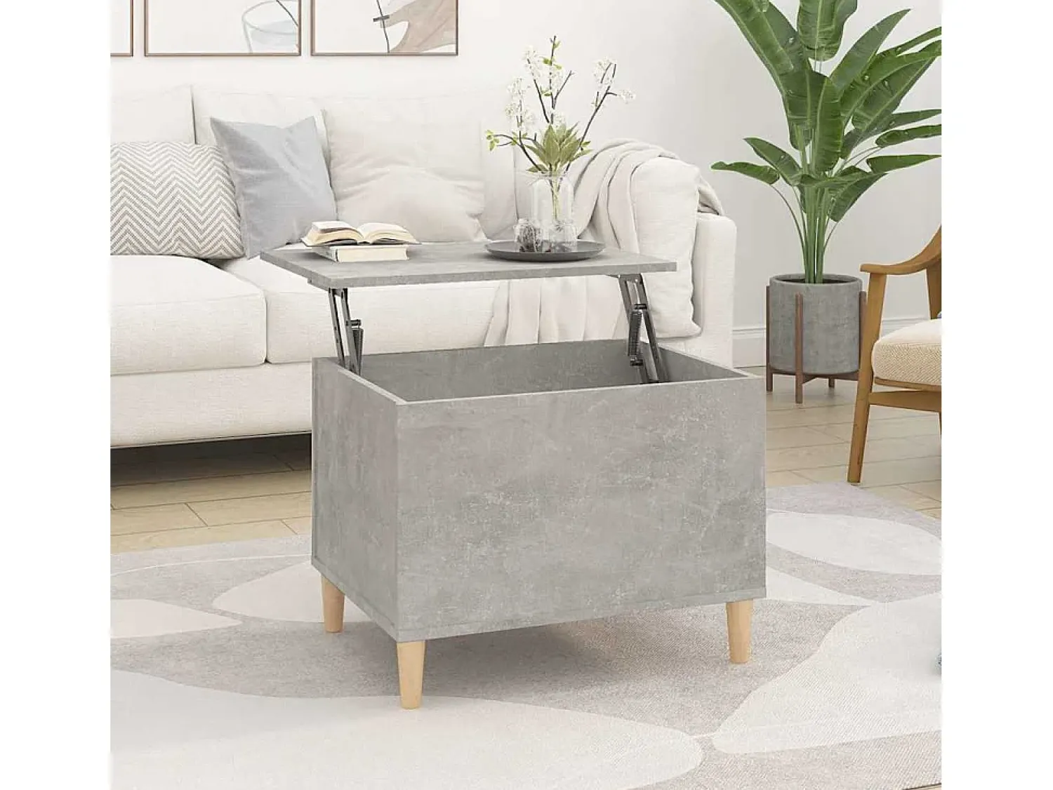 Mesa de centro | Mesa de apoio 60x44.5x45 cm derivados madeira cimento^ Mesa De Centro