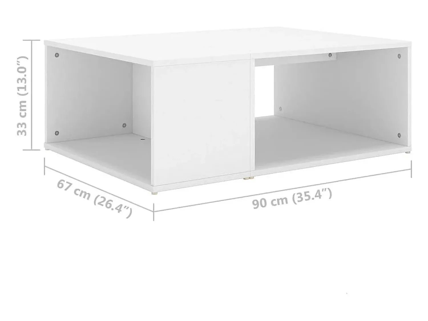 Mesa De Centro* Mesa de centro | Mesa de apoio 90x67x33 cm derivados de madeira Branco