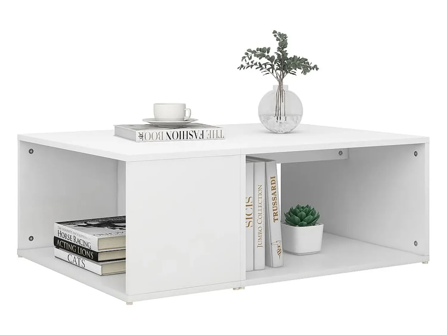 Mesa De Centro* Mesa de centro | Mesa de apoio 90x67x33 cm derivados de madeira Branco