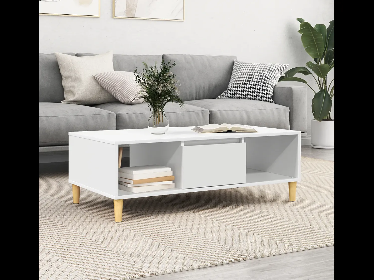 New Mesa de centro | Mesa de apoio 102x55x35 cm Branco