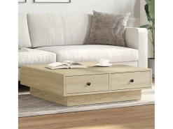 Mesa de centro | Mesa de apoio 90x90x28 cm contraplacado carvalho sonoma Castanho