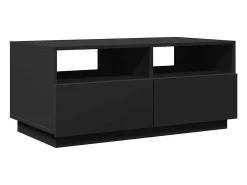 Mesa De Centro| Mesa de centro | Mesa de apoio com luzes LED 90x49x40 cm Preto