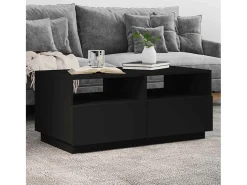 Mesa De Centro| Mesa de centro | Mesa de apoio com luzes LED 90x49x40 cm Preto