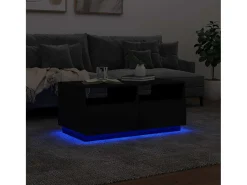 Mesa De Centro| Mesa de centro | Mesa de apoio com luzes LED 90x49x40 cm Preto