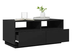 Mesa De Centro| Mesa de centro | Mesa de apoio com luzes LED 90x49x40 cm Preto