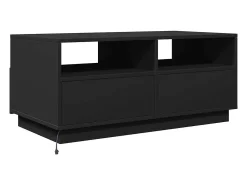Mesa De Centro| Mesa de centro | Mesa de apoio com luzes LED 90x49x40 cm Preto