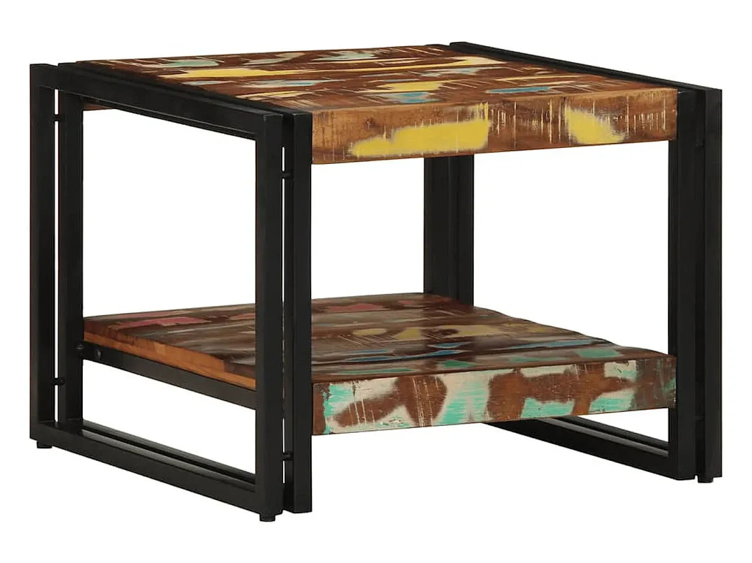 Hot Mesa de centro | Mesa de apoio 50x50x38 cm madeira maciça recuperada Multicor