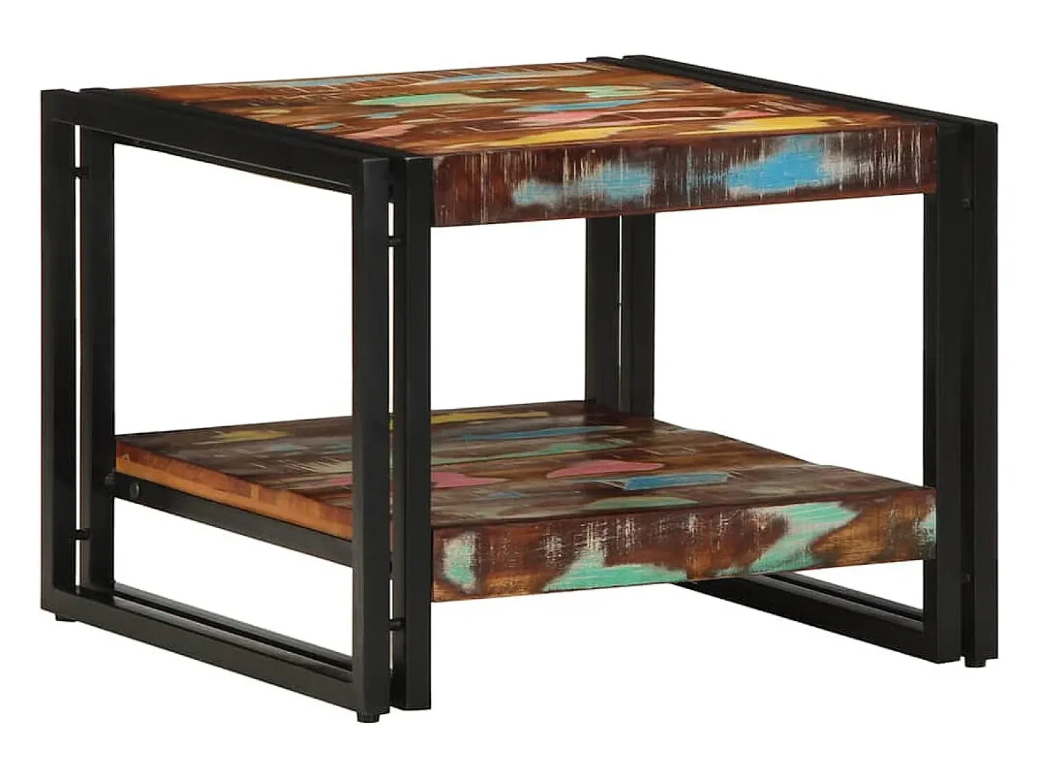 Hot Mesa de centro | Mesa de apoio 50x50x38 cm madeira maciça recuperada Multicor