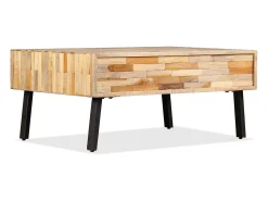 Mesa de centro | Mesa de apoio teca maciça reciclada 90x65x40 cm^ Mesa De Centro