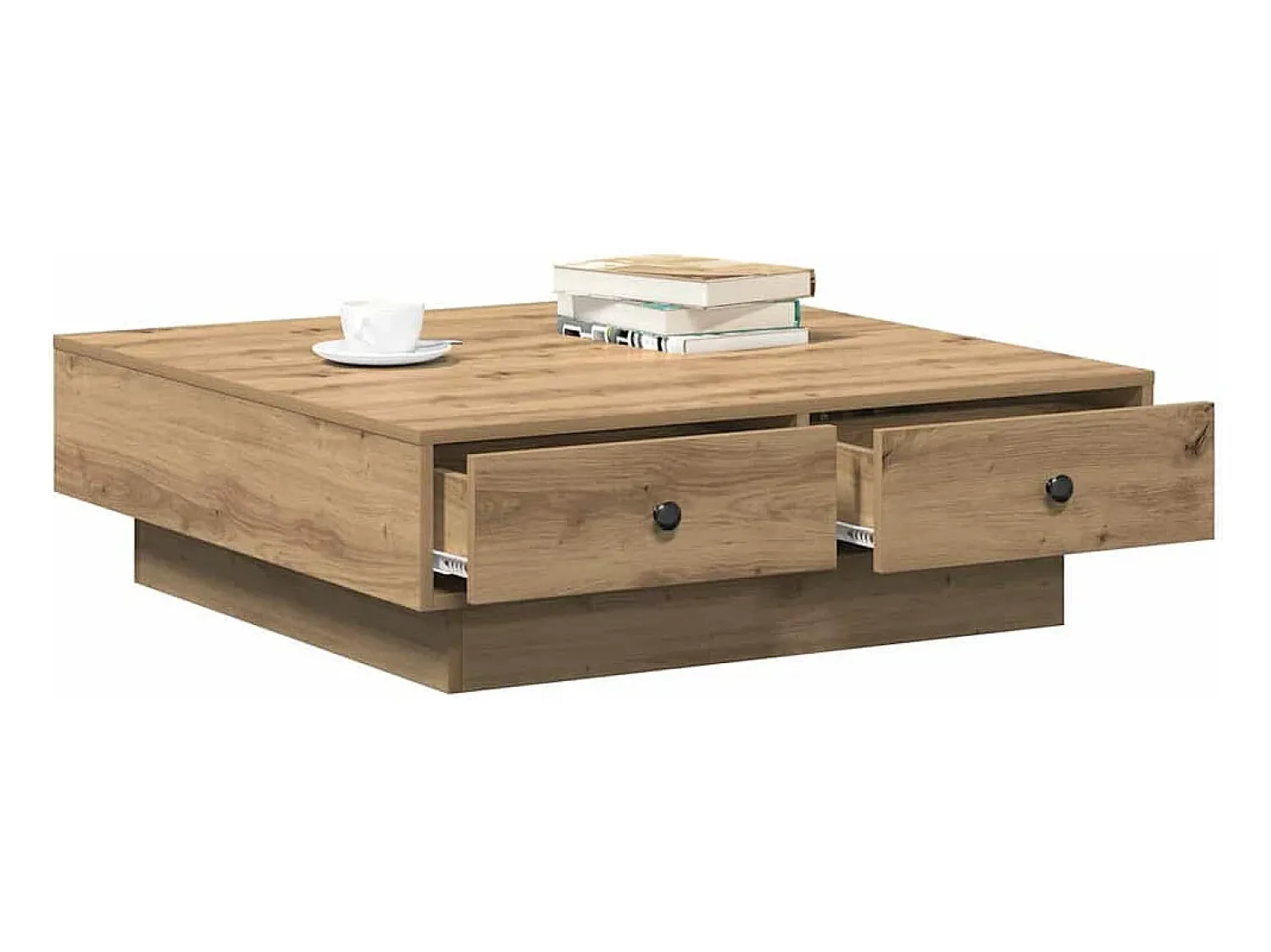 Mesa De Centro| Mesa de centro | Mesa de apoio carvalho artisiano 90x90x28 cm Bege