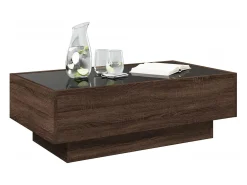 Mesa De Centro* Mesa de centro | Mesa de apoio c/ LEDs 90x50x30 cm derivados de madeira Castanho