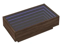 Mesa De Centro* Mesa de centro | Mesa de apoio c/ LEDs 90x50x30 cm derivados de madeira Castanho