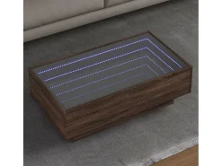 Mesa De Centro* Mesa de centro | Mesa de apoio c/ LEDs 90x50x30 cm derivados de madeira Castanho