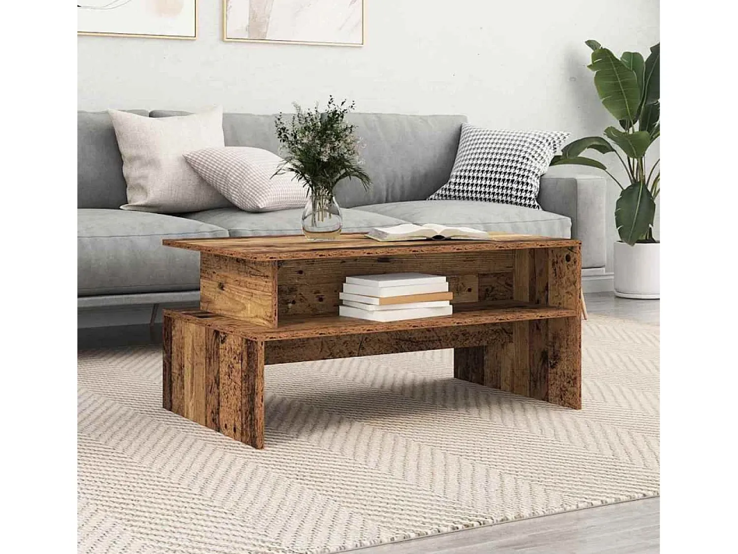 Mesa de centro | Mesa de apoio Madeira antiga 90x55x42.5 cm^ Mesa De Centro