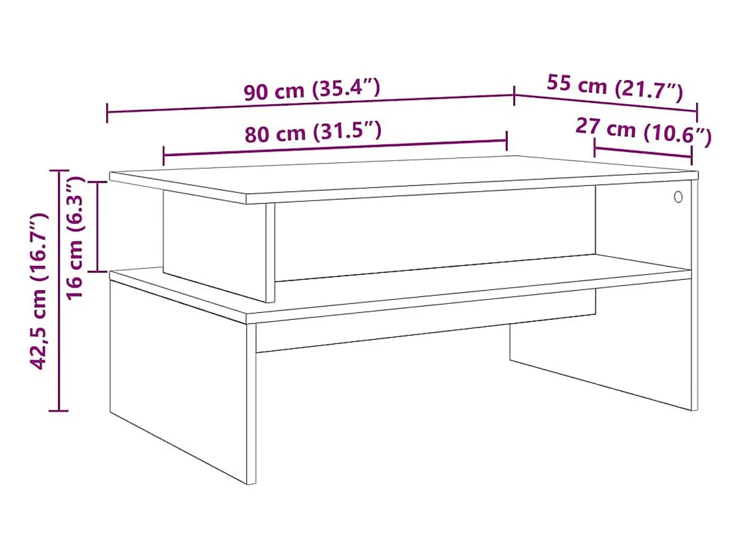 Mesa de centro | Mesa de apoio Madeira antiga 90x55x42.5 cm^ Mesa De Centro