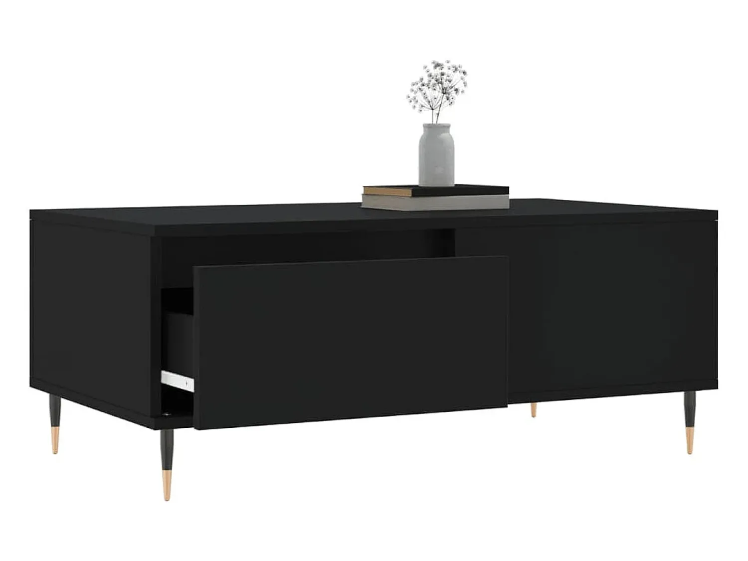 Hot Mesa de centro | Mesa de apoio 90x50x36.5 cm derivados de madeira Preto