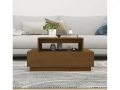 Mesa de centro | Mesa de apoio 80x55x40.5 cm madeira pinho maciça -mel Castanho